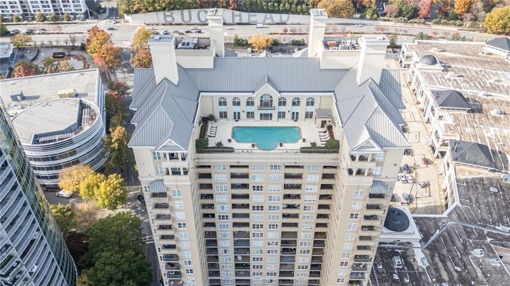 Rooftop pool with Buckhead skyline views at The Meridian